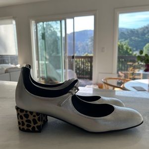 Giuseppe Zanotti - Silver Maryjane Block Heel Pumps